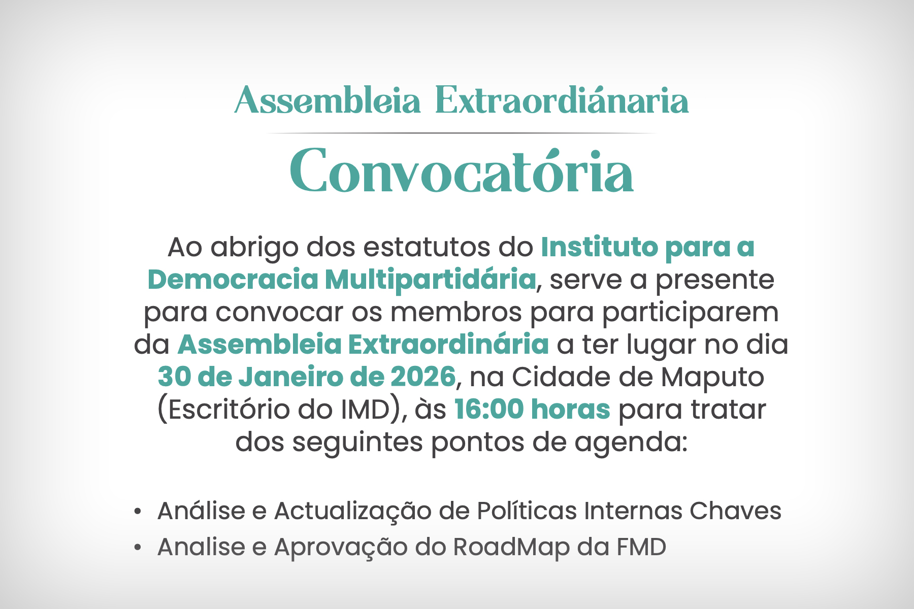 assembleia extraordinaria convocatoria